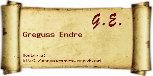 Greguss Endre névjegykártya